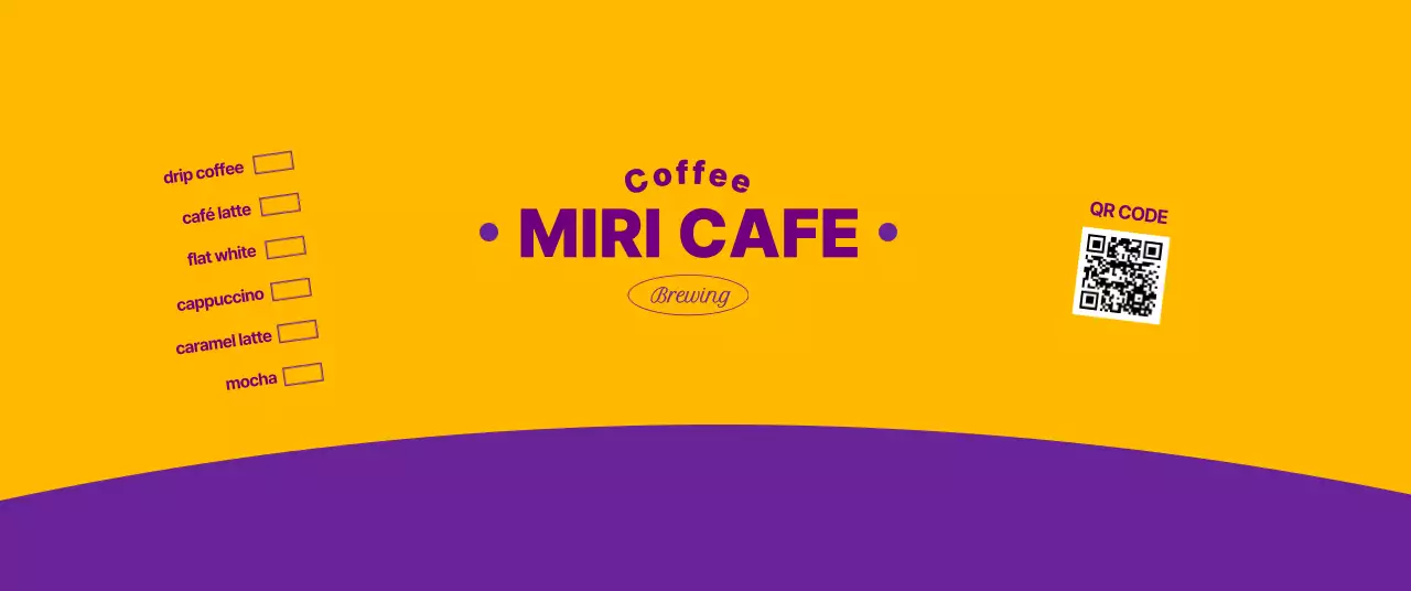 黄色 ポップ コーヒー ラベル キューアールとチェック