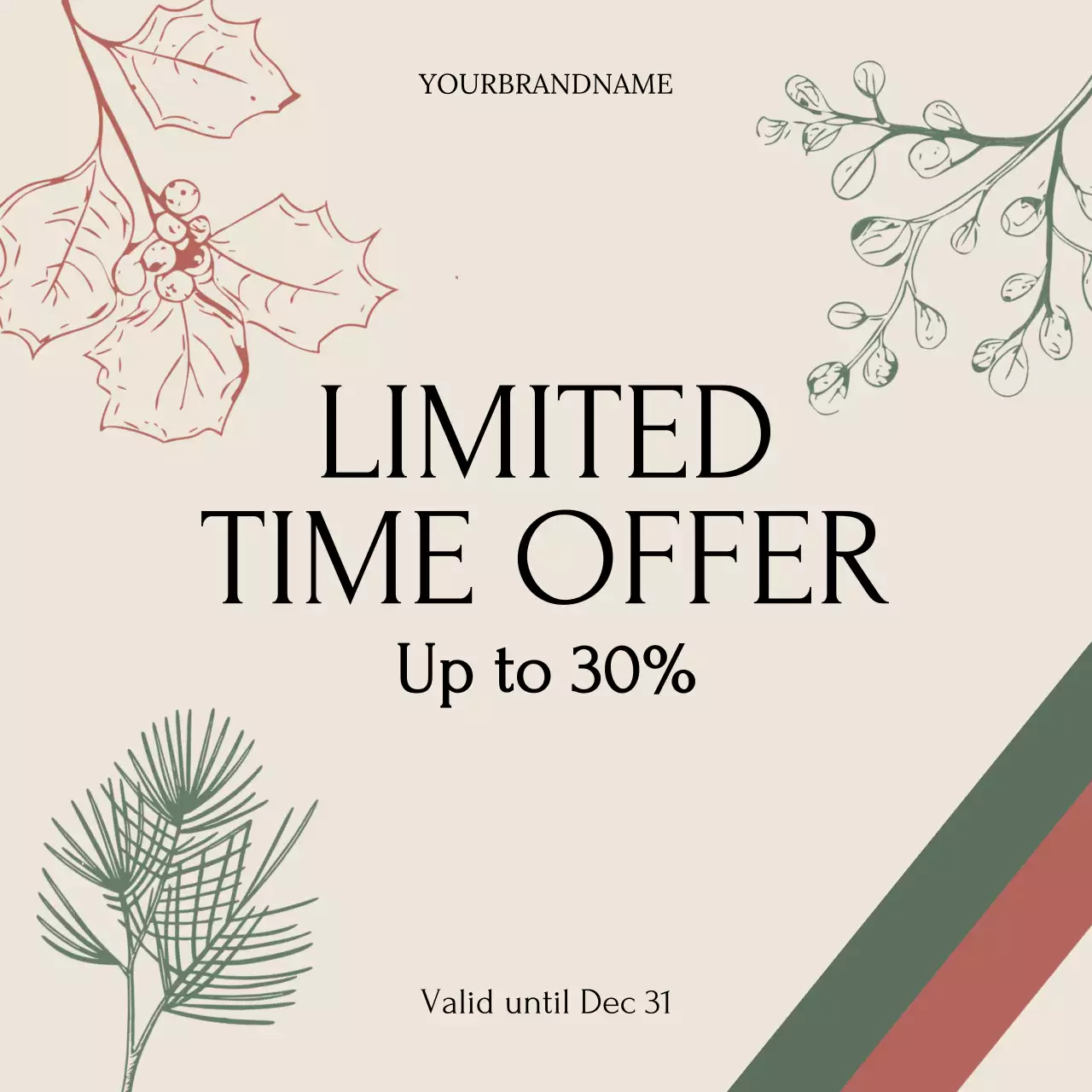 Beige Botanical Sale Promotion Instagram Post