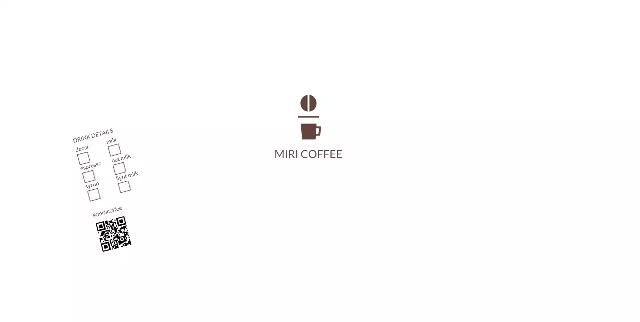 茶色 シンプル コーヒー ロゴ キューアールとチェック