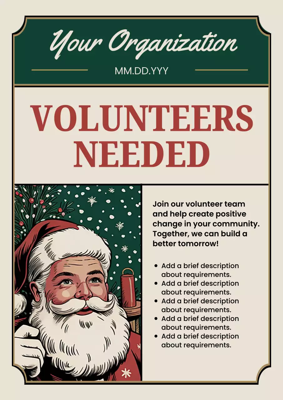Vintage Volunteer Announcement Poster