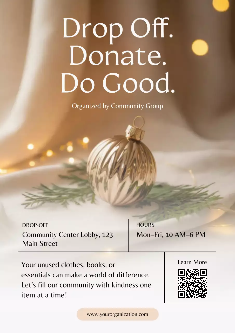 Beige Modern Donation Announcement Poster