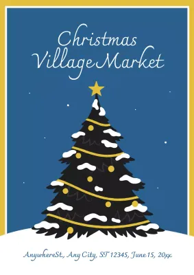 Blue Vintage Christmas Event Announcement Poster