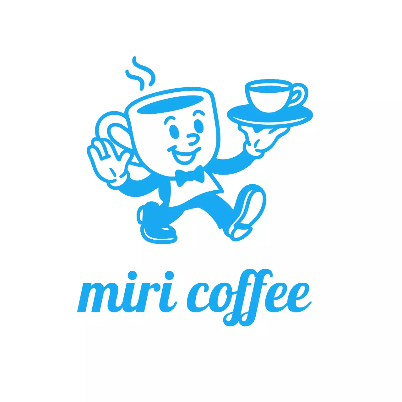 青 かわいい コーヒー ロゴ イラストロゴ