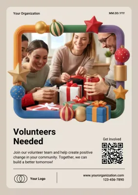 Beige Modern Volunteer Announcement Poster