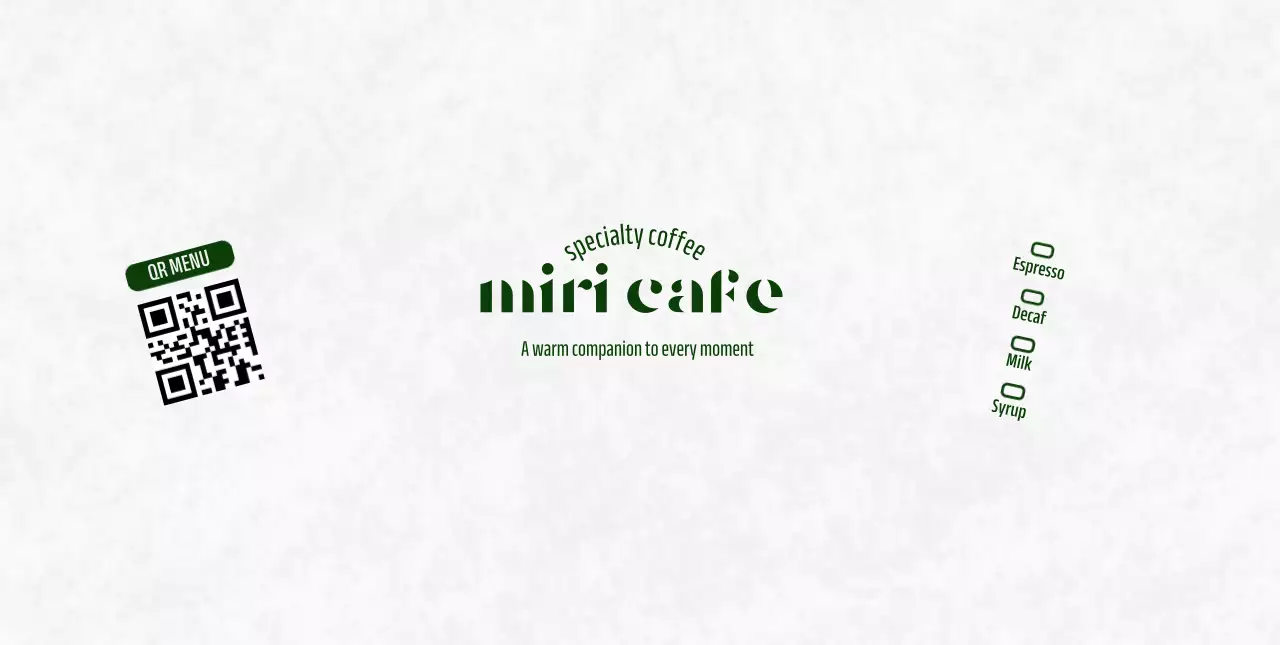 白 シンプル カフェ メニュー キューアールとチェック