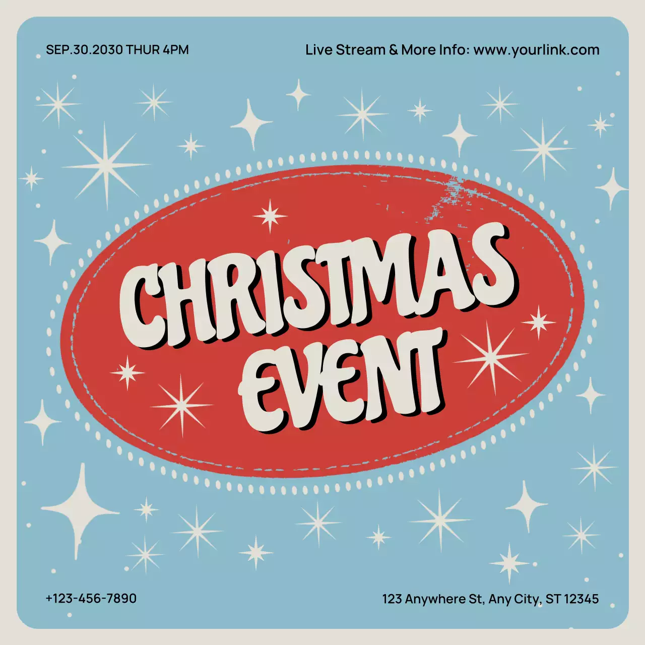 Blue Retro Christmas Event invitation Instagram Post