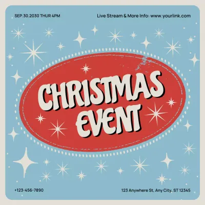 Blue Retro Christmas Event invitation Instagram Post