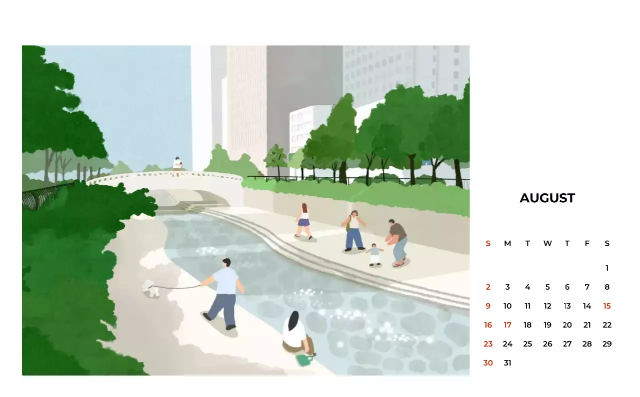 초록 빈티지 계절 캘린더