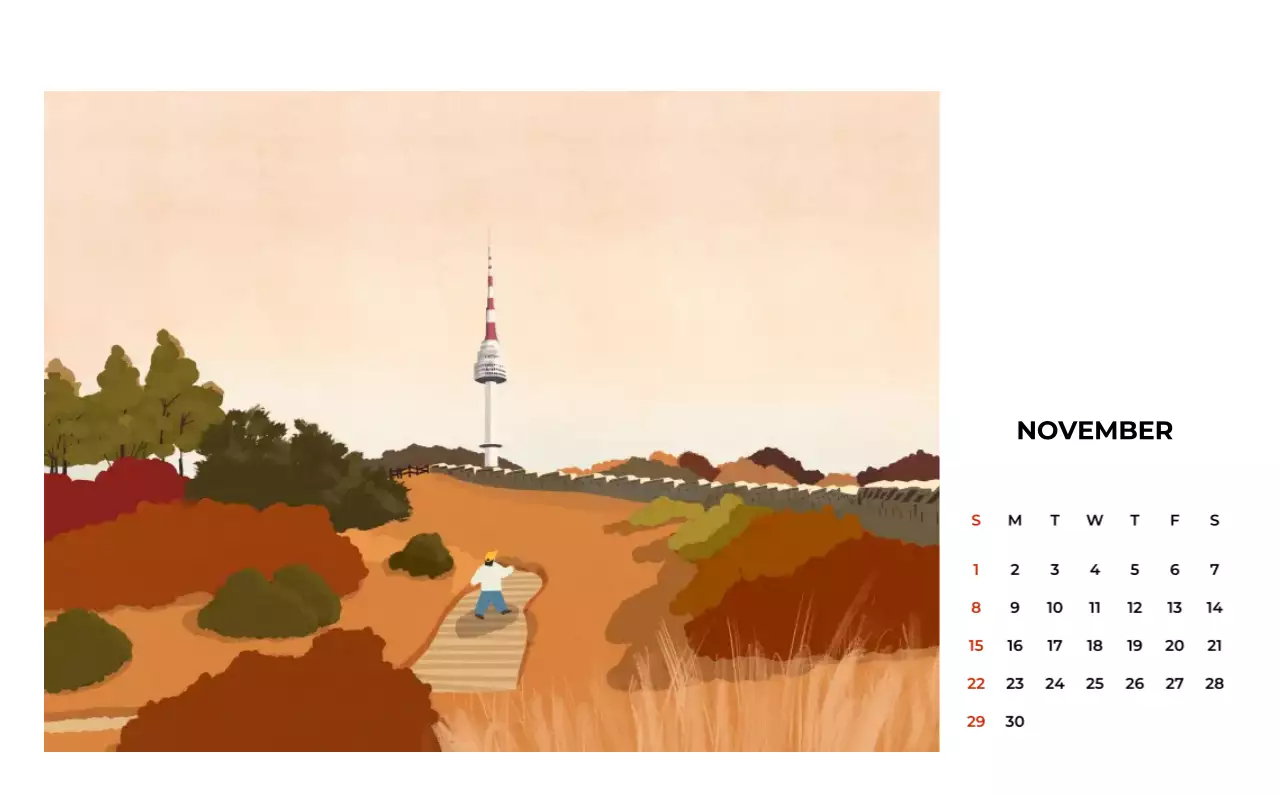 초록 빈티지 계절 캘린더