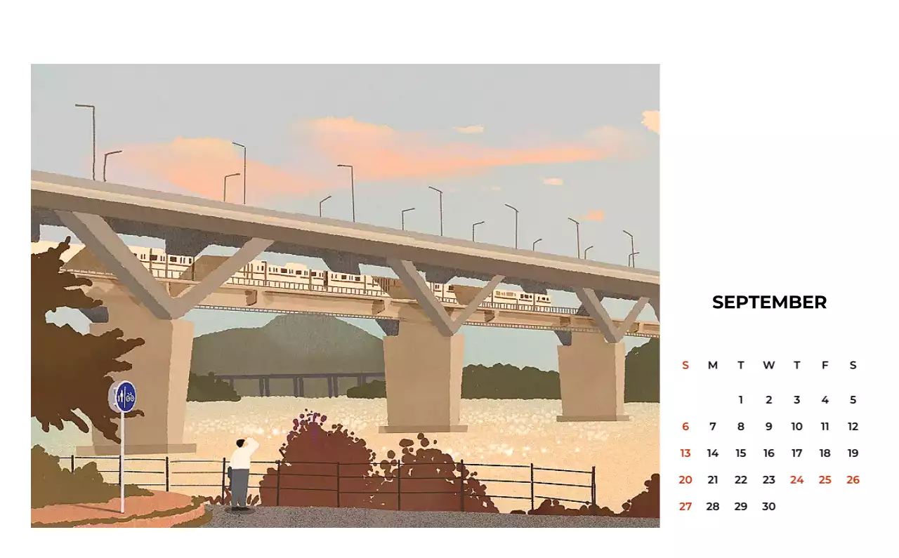 초록 빈티지 계절 캘린더