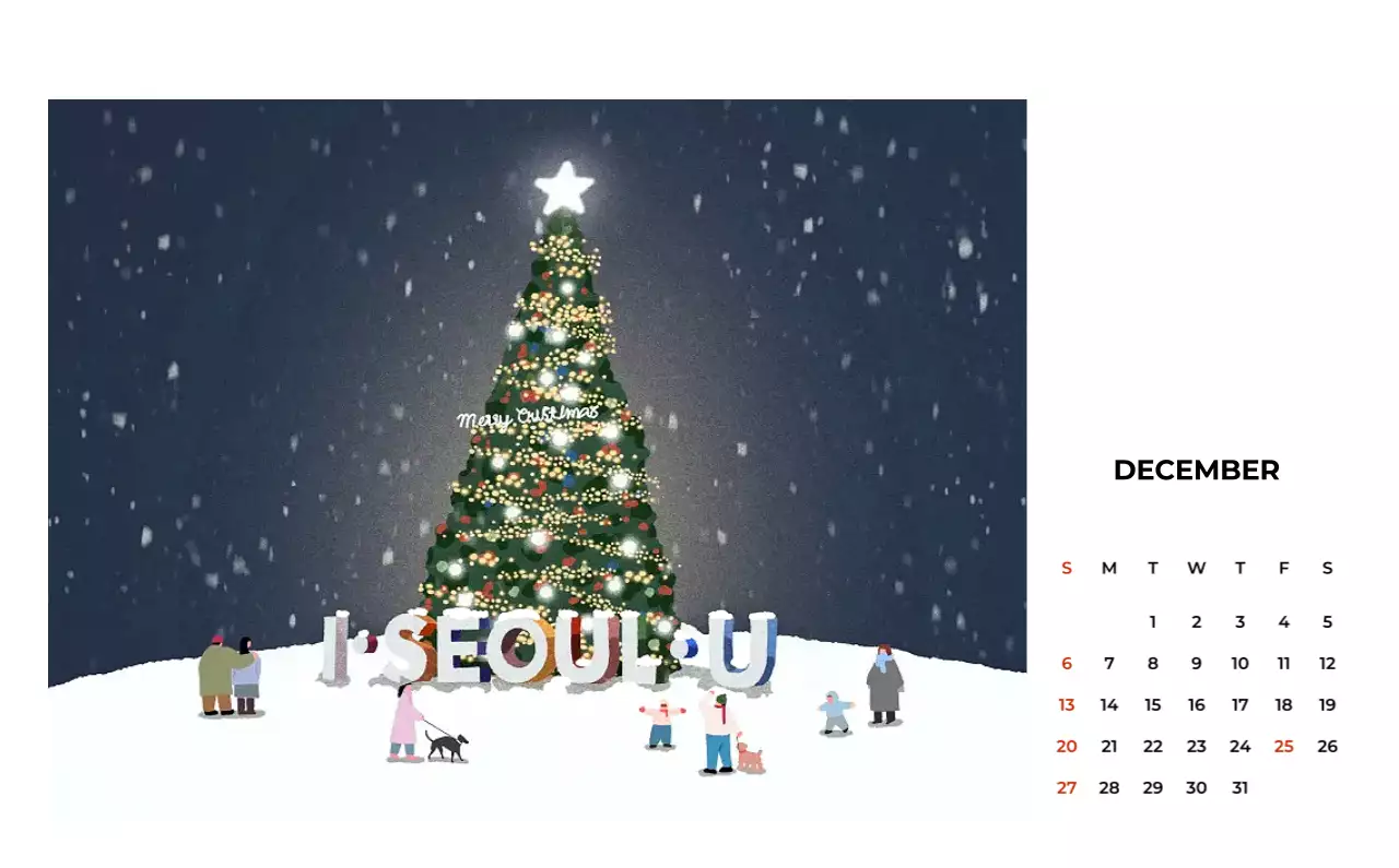 초록 빈티지 계절 캘린더