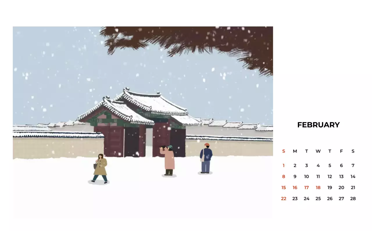 초록 빈티지 계절 캘린더