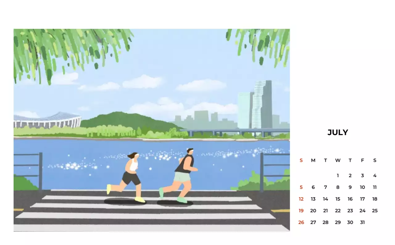 초록 빈티지 계절 캘린더