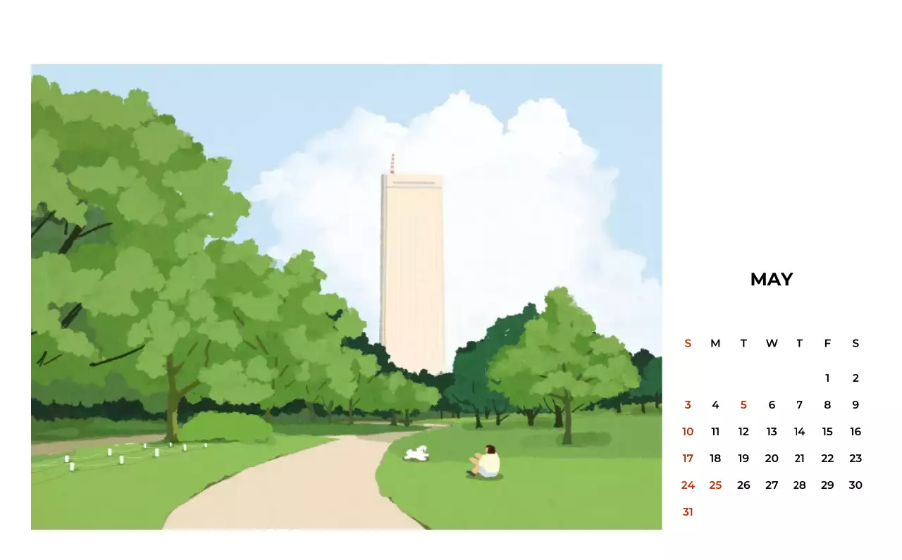 초록 빈티지 계절 캘린더