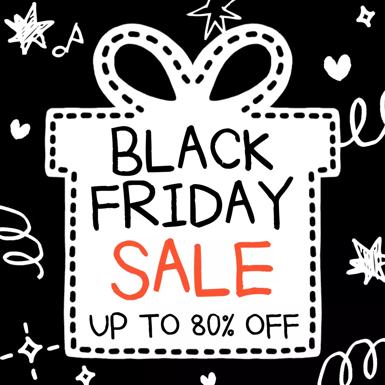 검정 아기자기한 할인 행사