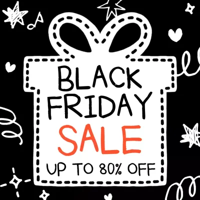 검정 아기자기한 할인 행사