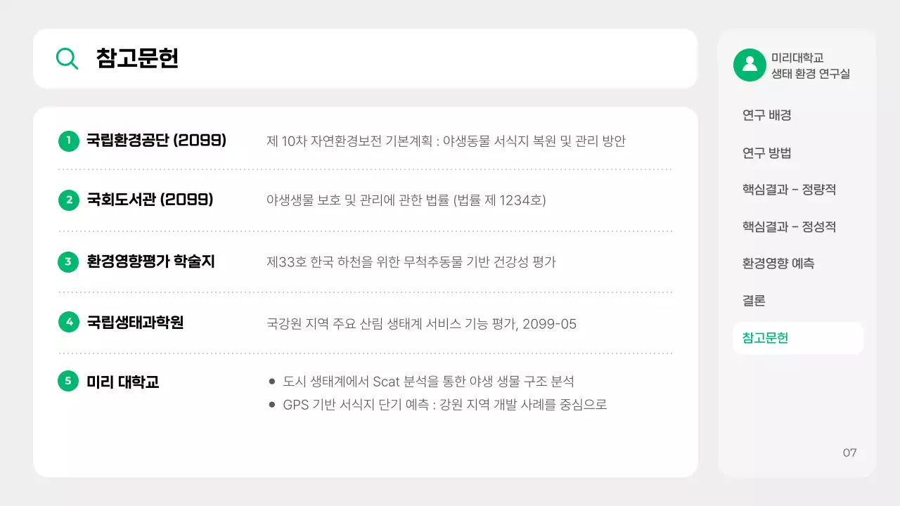 초록 깔끔 환경 보고서