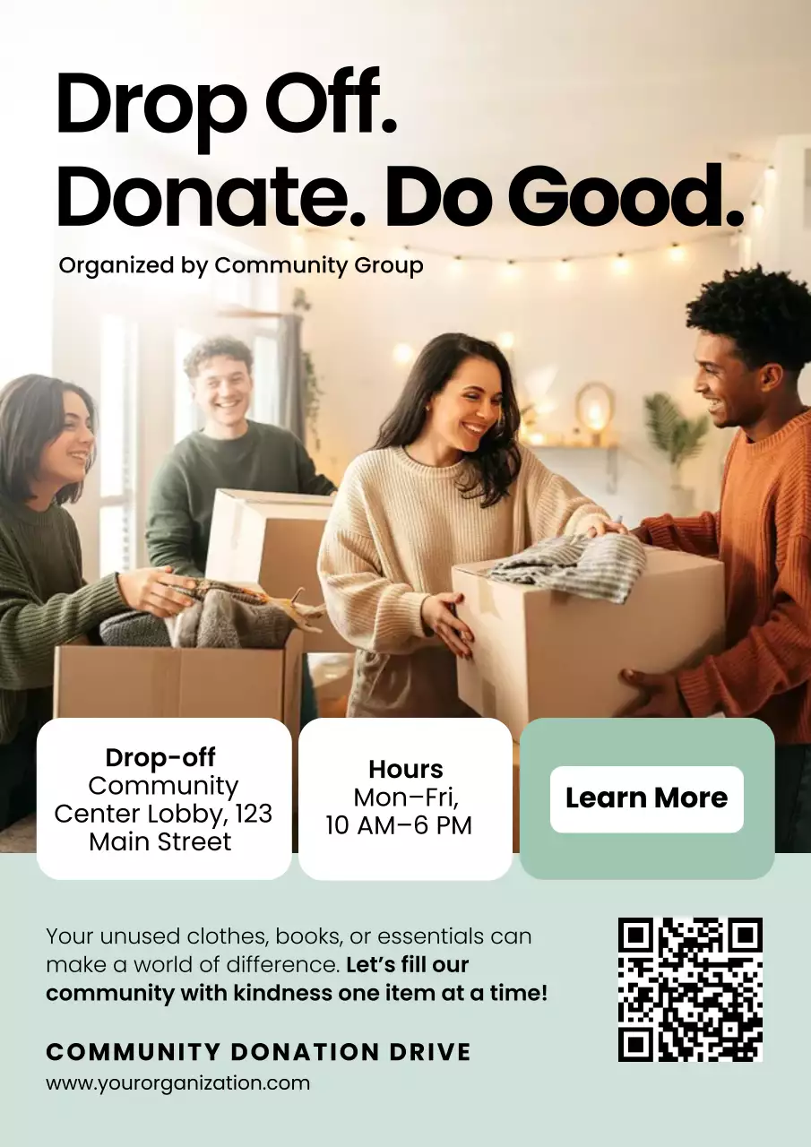 Beige Modern Donation Announcement Poster