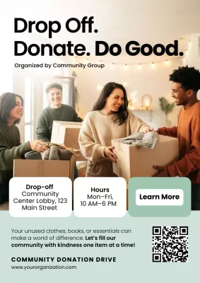 Beige Modern Donation Announcement Poster