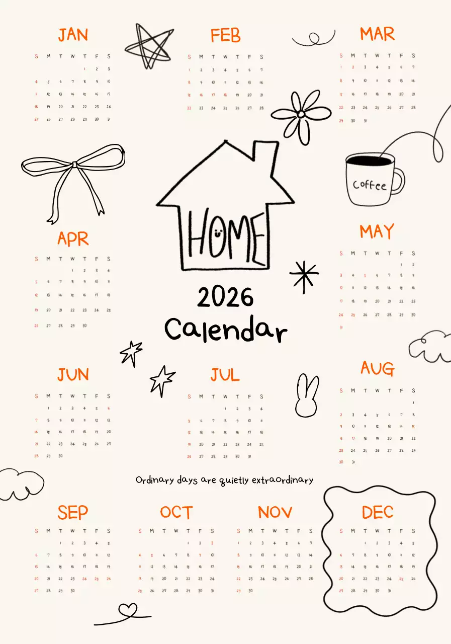 베이지 심플 달력 캘린더