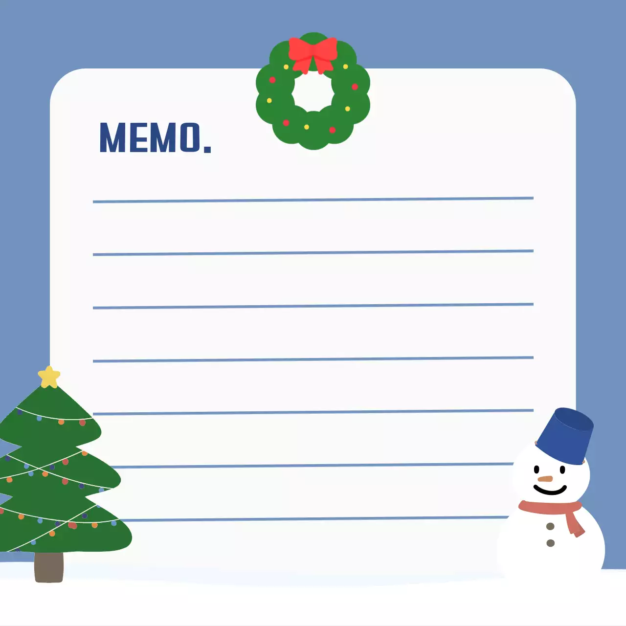 하늘색 아기자기한 크리스마스 문구종이