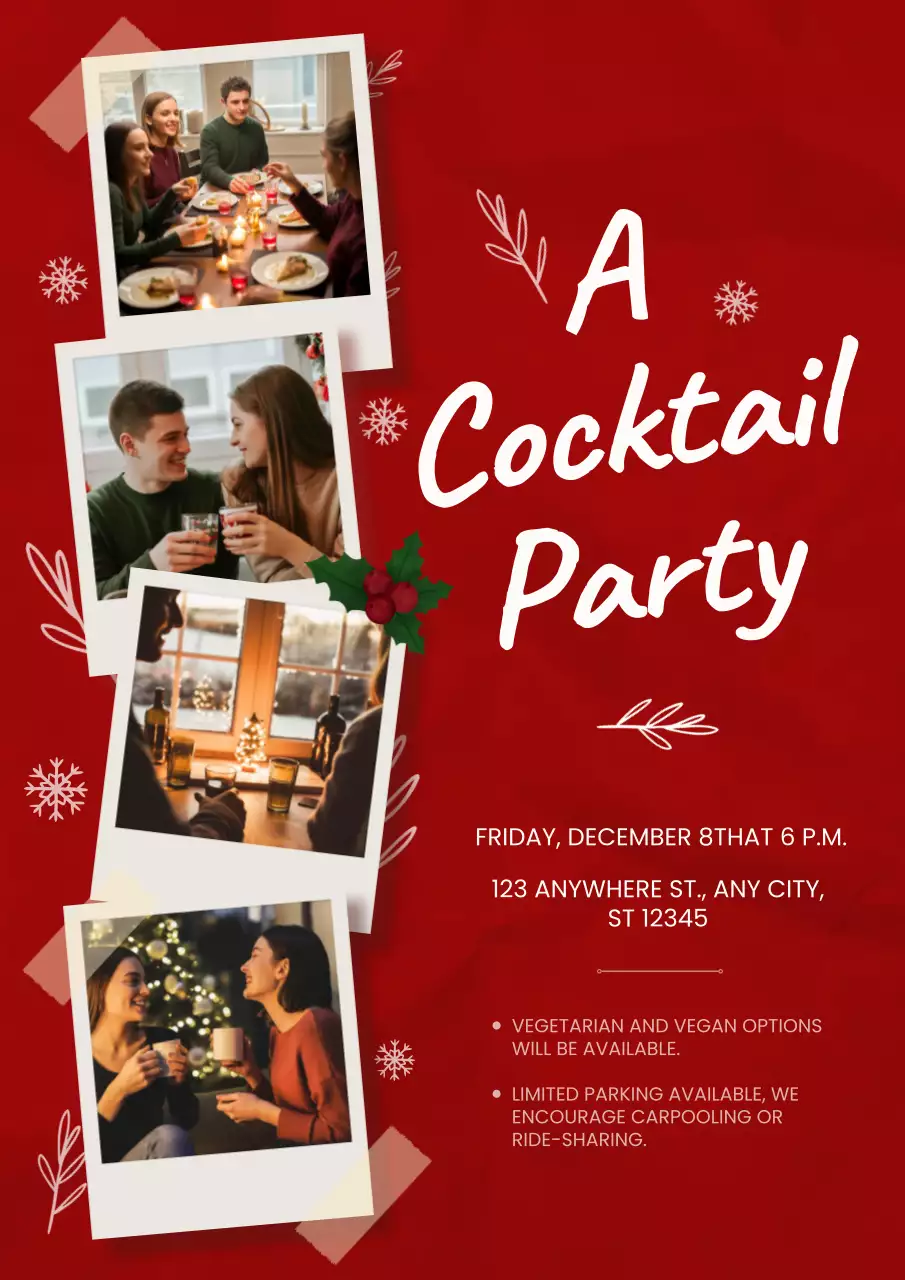 Red Elegant Cocktail Invitation Poster