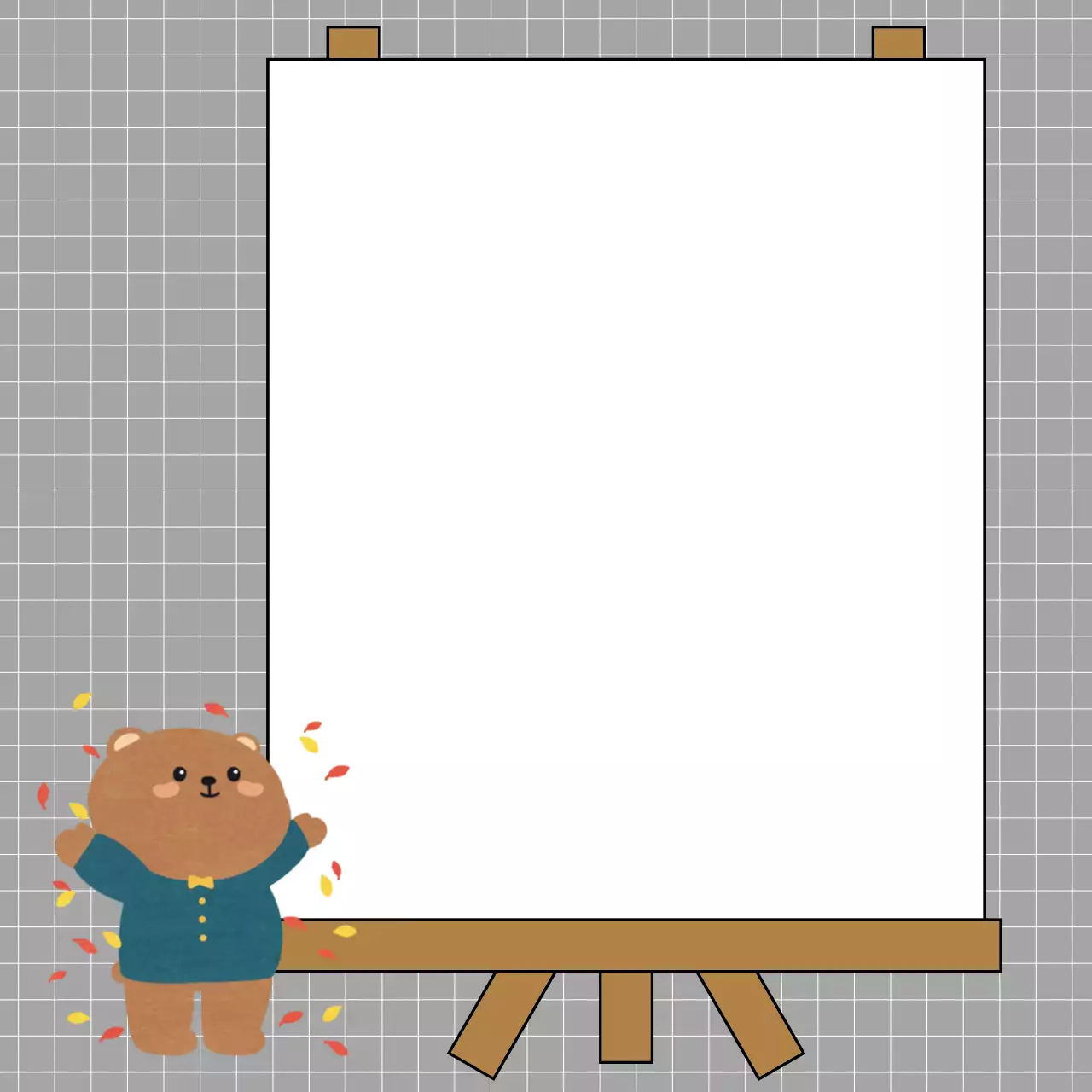 회색 체크 그림그리기 포토프레임