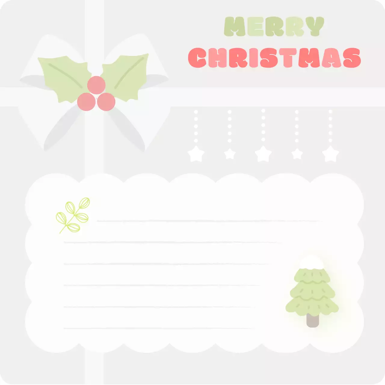 Kartu Pos Hadiah Dekorasi Pohon Natal Holly Berry Abu-abu Lucu
