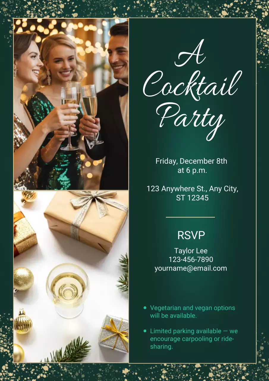 Green Elegant Cocktail Invitation Poster