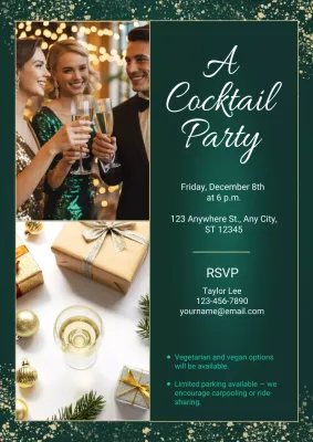 Green Elegant Cocktail Invitation Poster