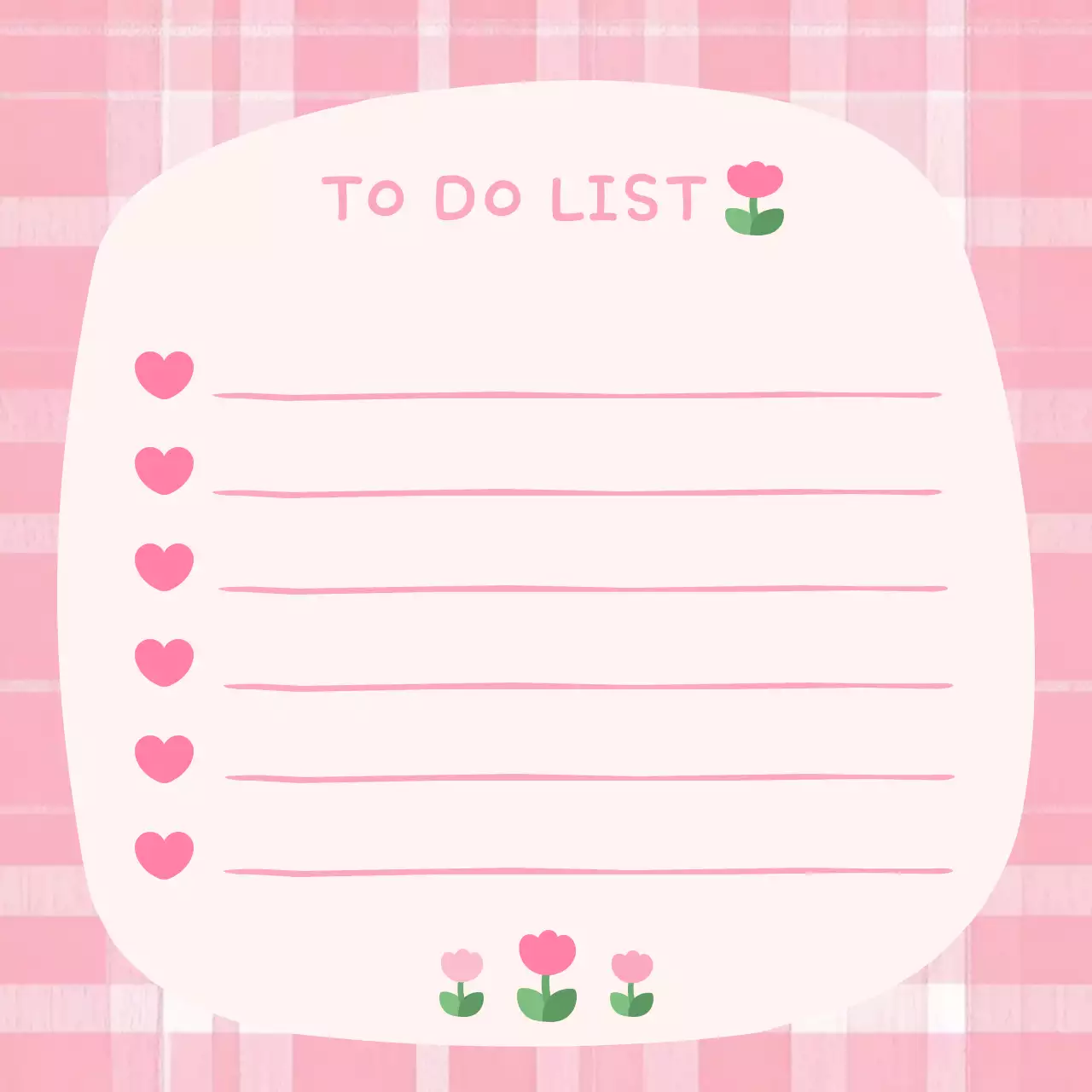 Perencana Daftar Tugas Minimalis Warna Pink: Hiasi daftar tugas harian Anda dengan semburat kotak-kotak warna pink.