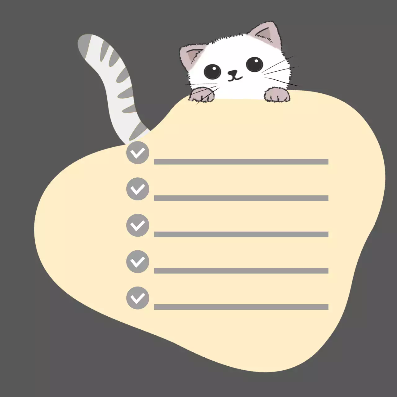 회색의 귀여운 고양이 프레임