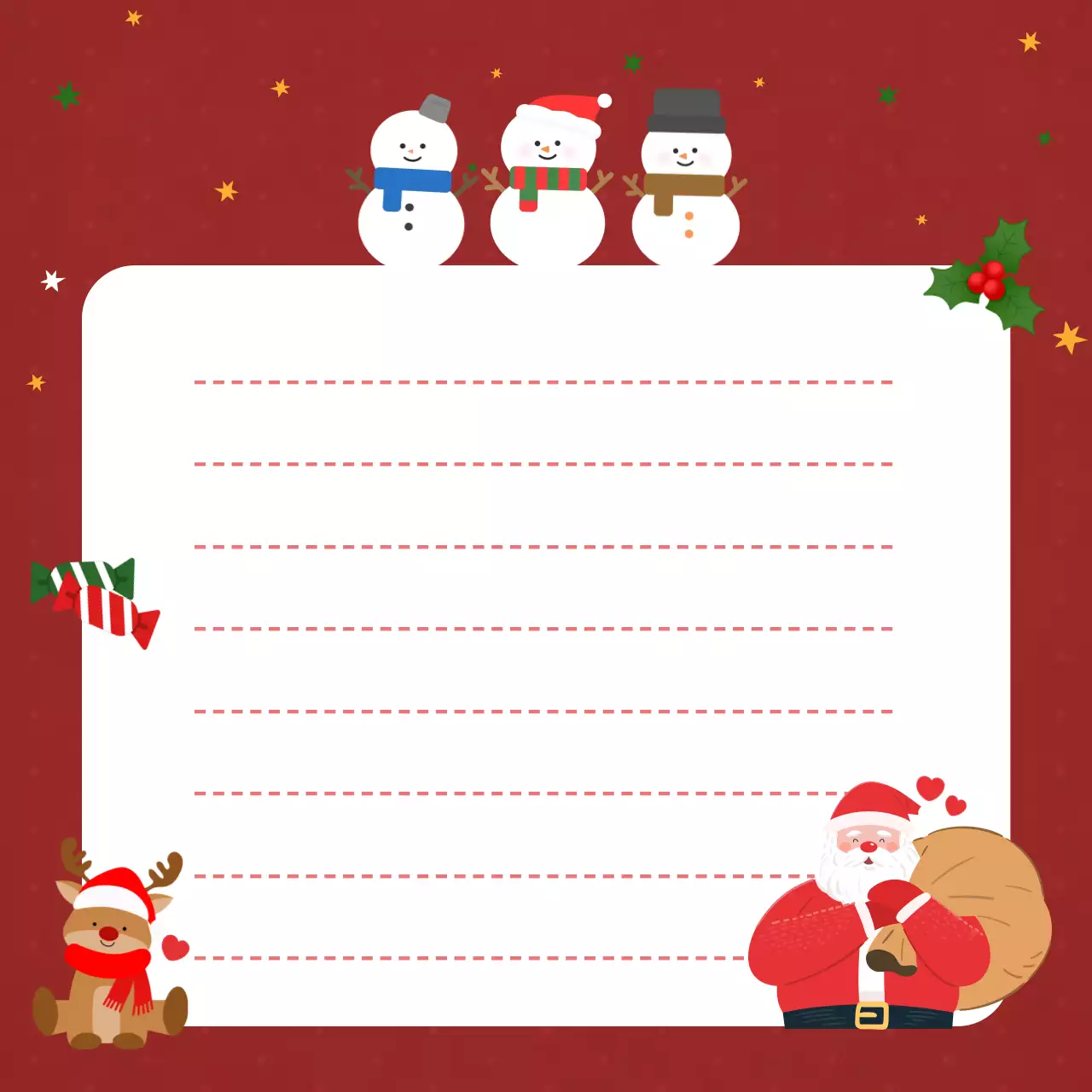 빨강 아기자기한 크리스마스 편지