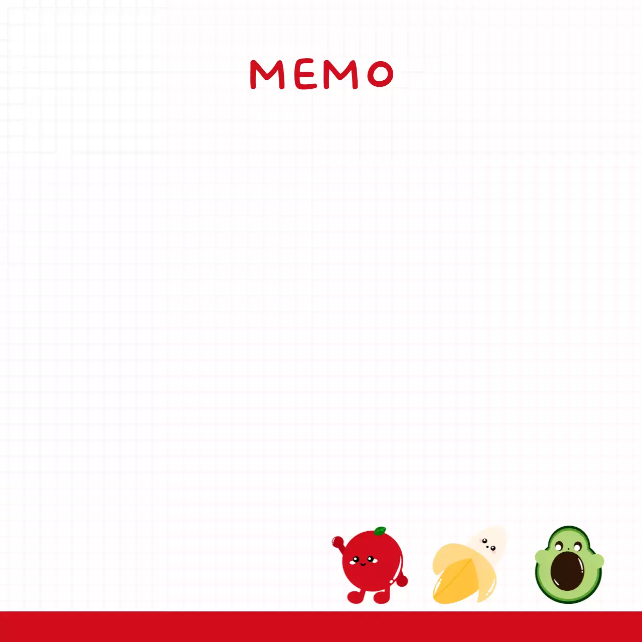 빨간색의 아기자기한 과일 문구