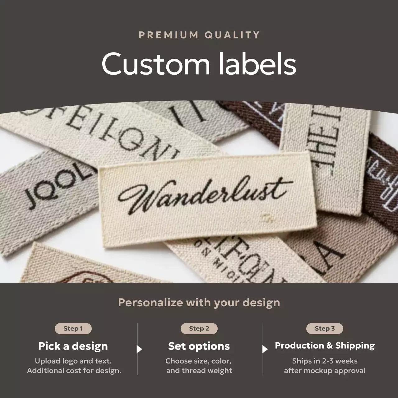 khuyến mãi nhãn tối giản màu be