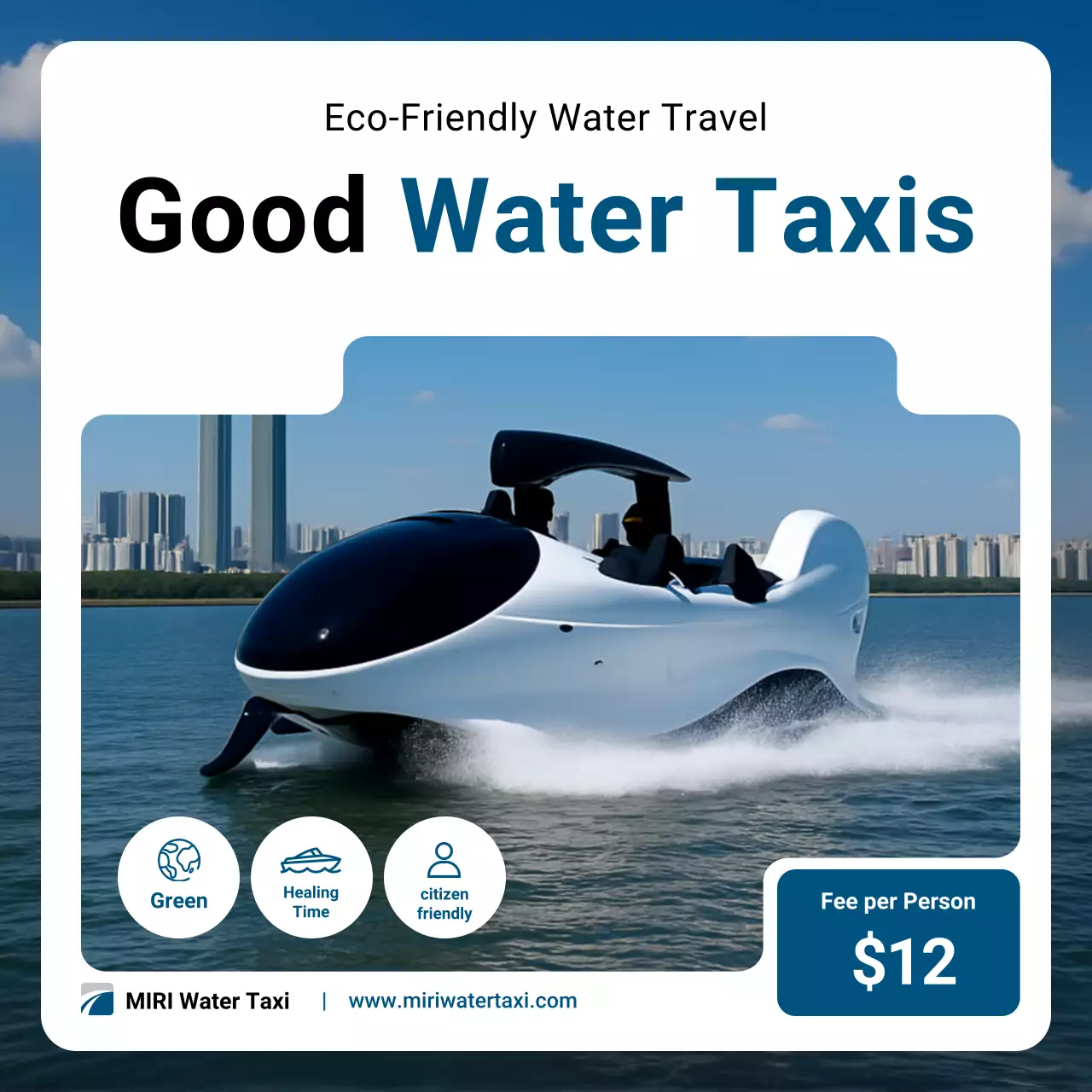 promosi taksi air modern biru