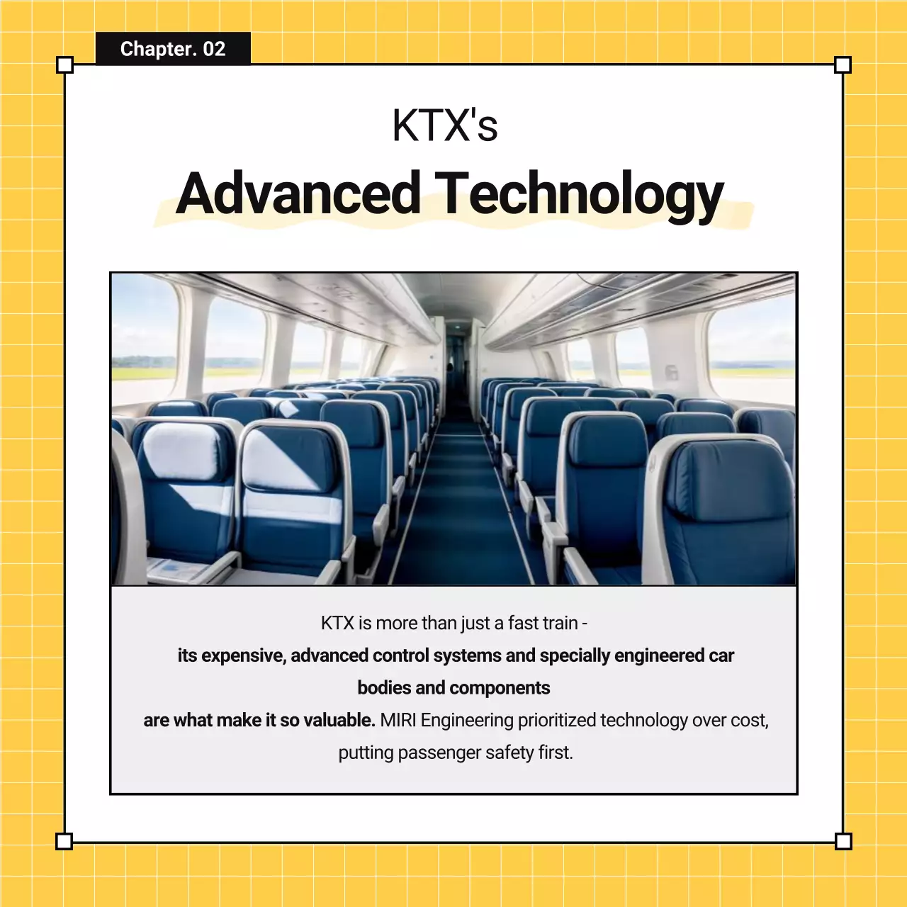 anúncio de trem moderno amarelo