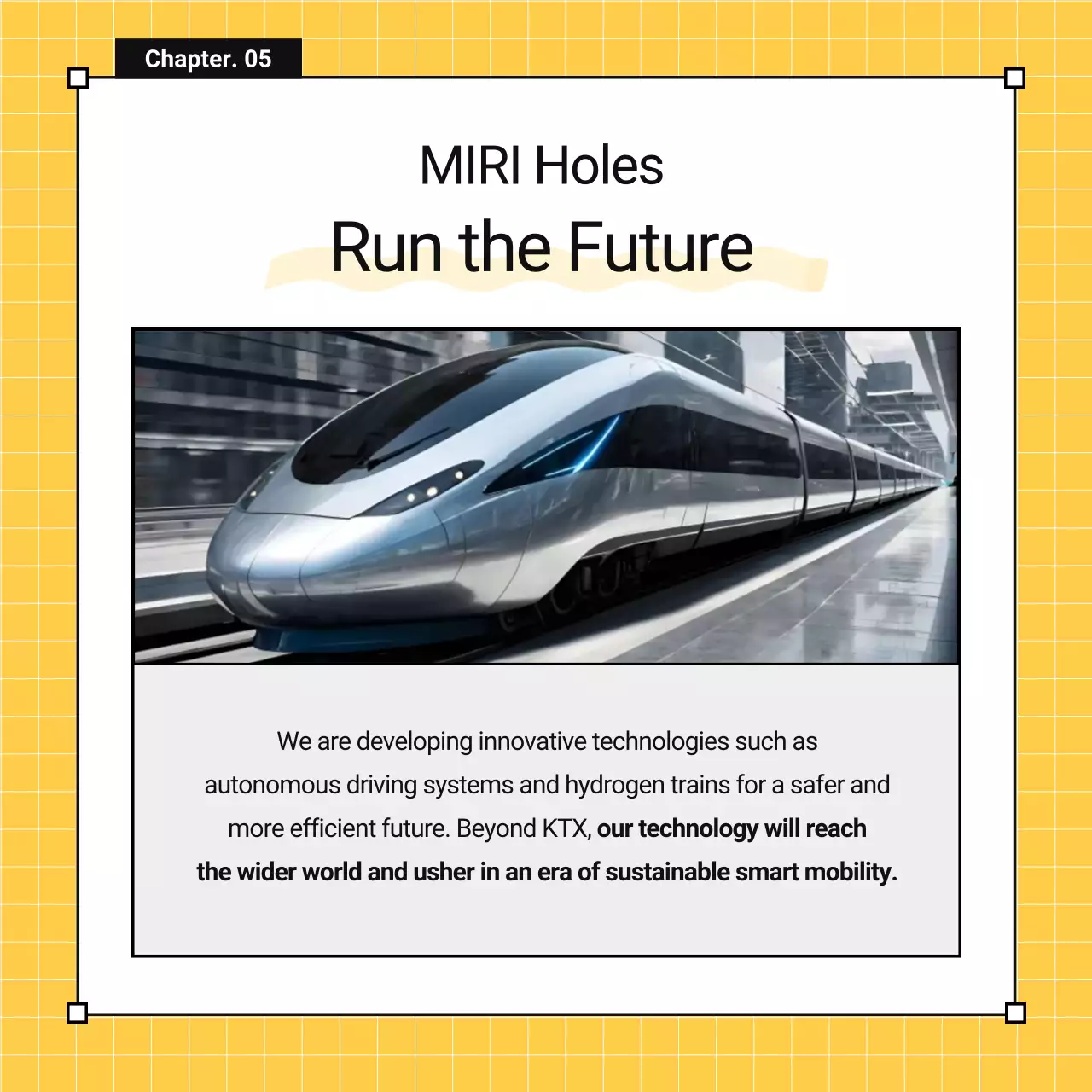 anúncio de trem moderno amarelo