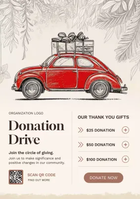 Vintage Christmas Donation Web Poster