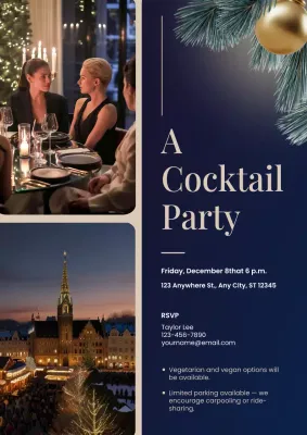 Navy Elegant Party Invitation Poster