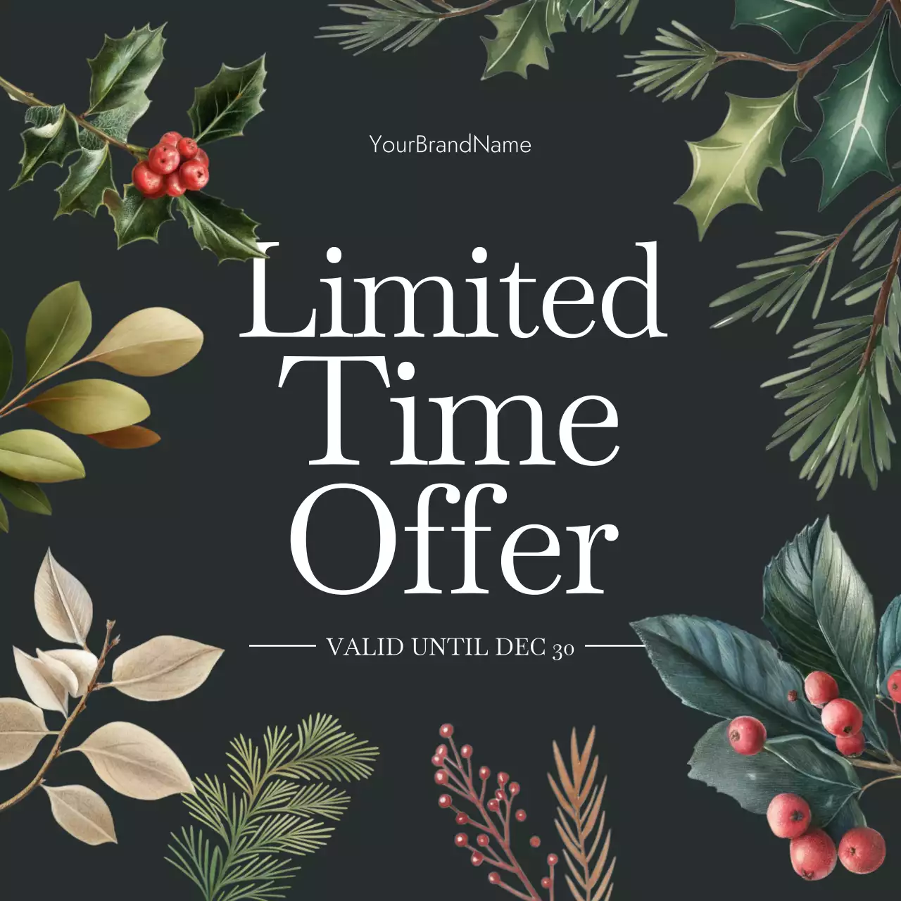 Grey Botanical Sale Promotion Instagram Post