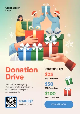 Beige Christmas Modern Donation Web Poster