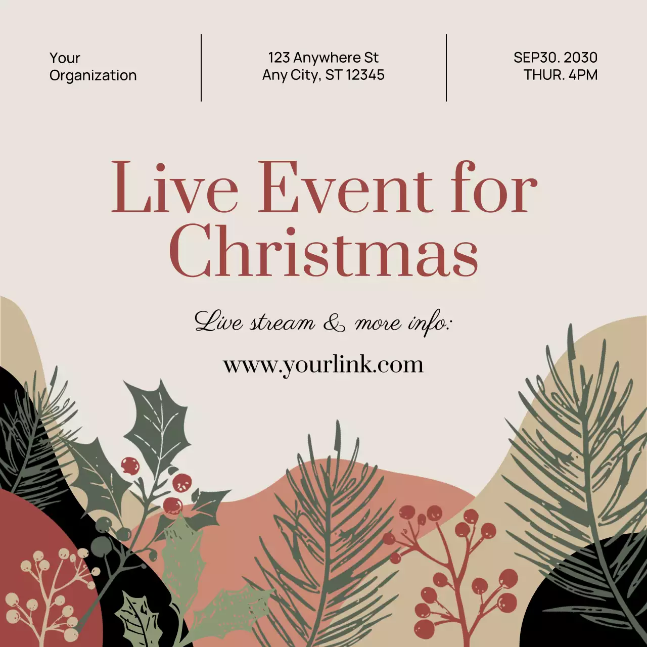 Beige Elegant Christmas Announcement Instagram Post