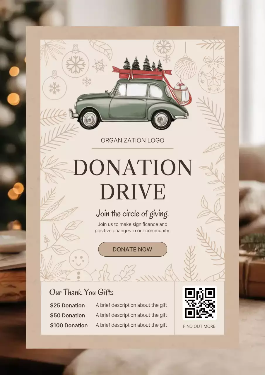 Beige Vintage Donation Web Poster