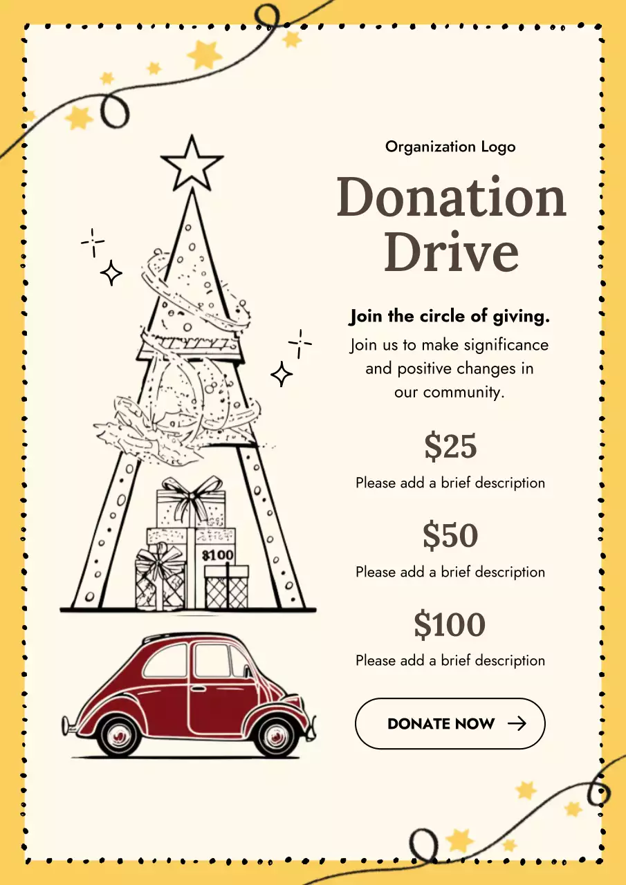 Beige Retro Donation Web Poster