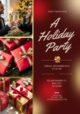 Red Elegant Cocktail Invitation Poster