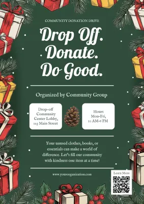 Green Festive Donation Announcement Poster