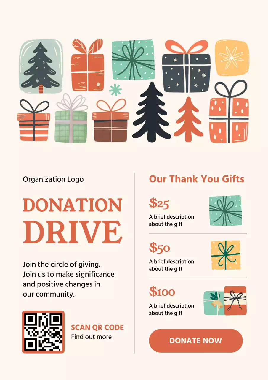 Beige Minimal Donation Web Poster