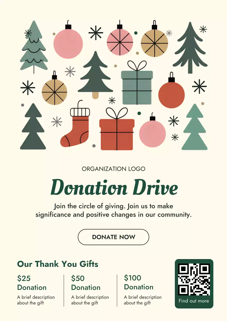 Beige Minimalist Donation Web Poster