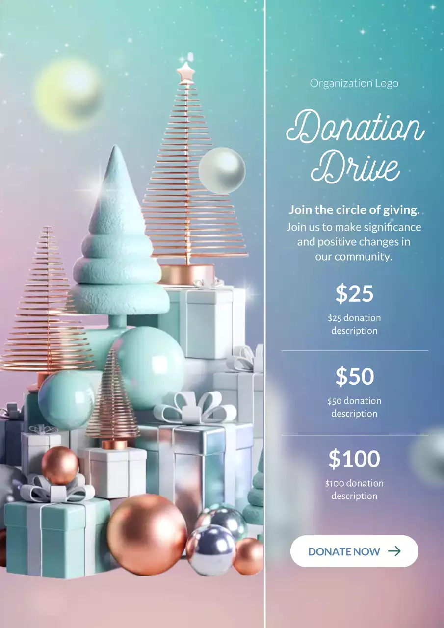 Gradient Modern Mint Donation Web Poster